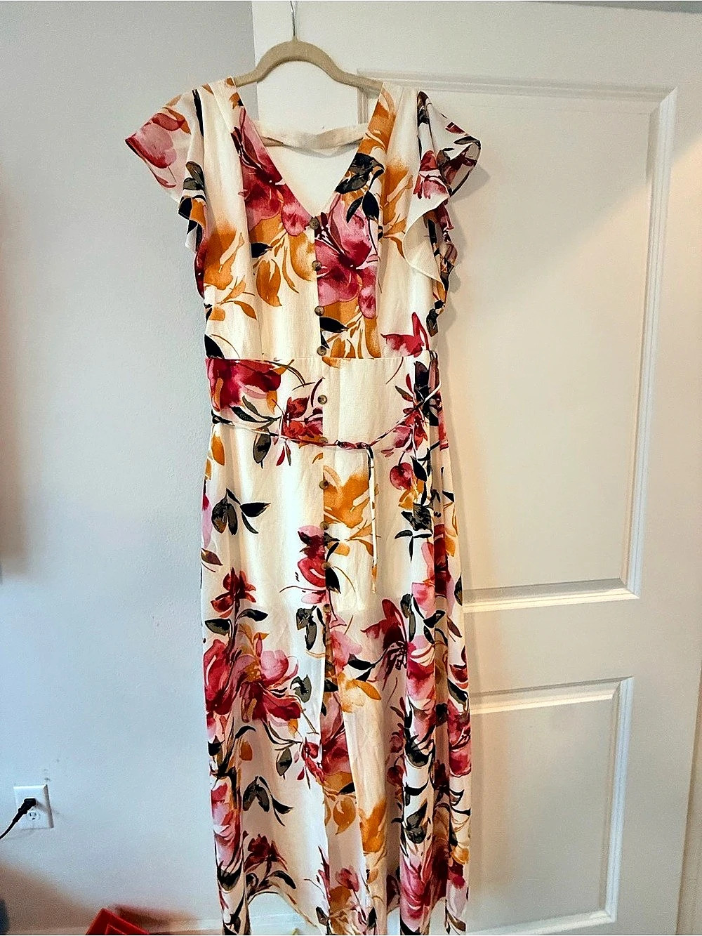 iZ BYER Floral Maxi Dress Pink & Cream Size XL Like New